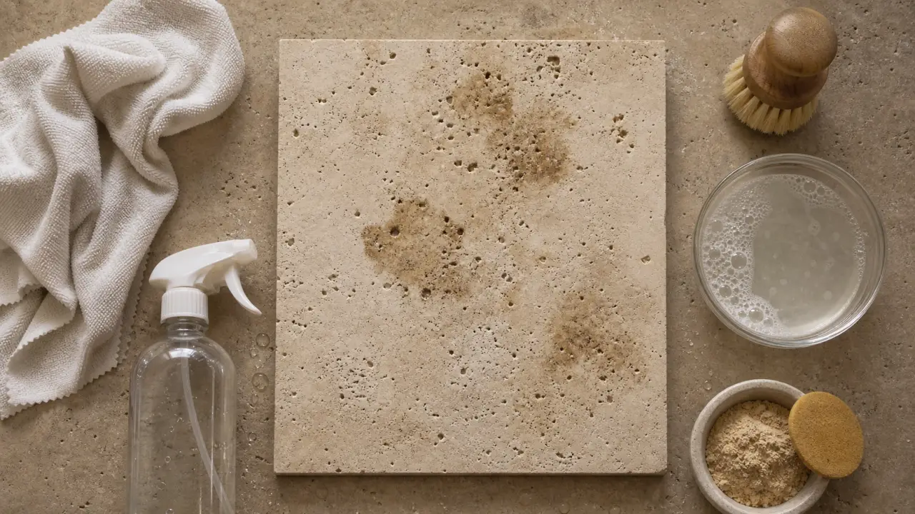 Nettoyer des pierres naturelles : microfibre, brosse douce et eau tiède