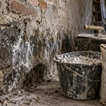 Enduit pour murs humides : taches noires et salpêtre sur mur intérieur