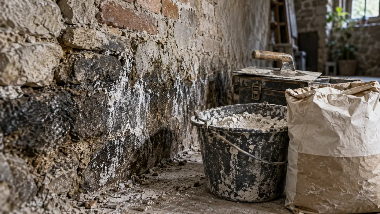 Enduit pour murs humides : taches noires et salpêtre sur mur intérieur