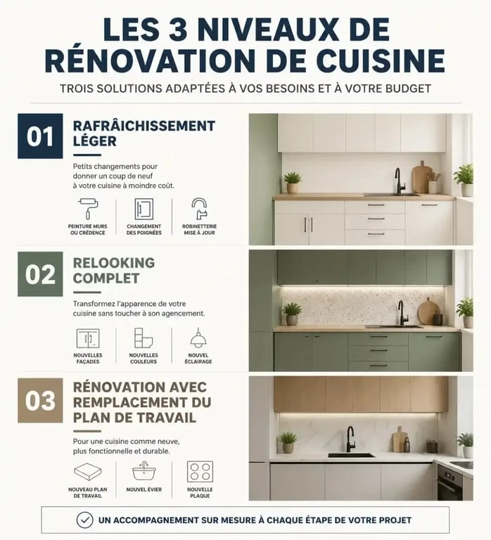 Tableau comparatif des budgets pour la rénovation d'une cuisine ancienne
