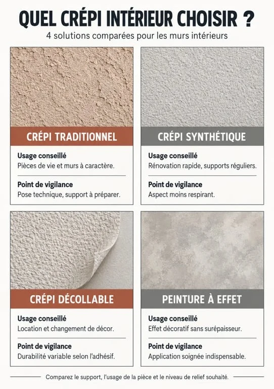 Comparatif des types de crépi intérieur et de leurs rendus