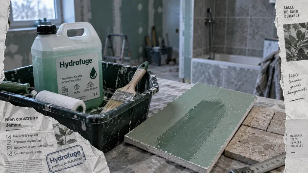 Hydrofuge salle de bain pour protéger carreaux poreux et joints