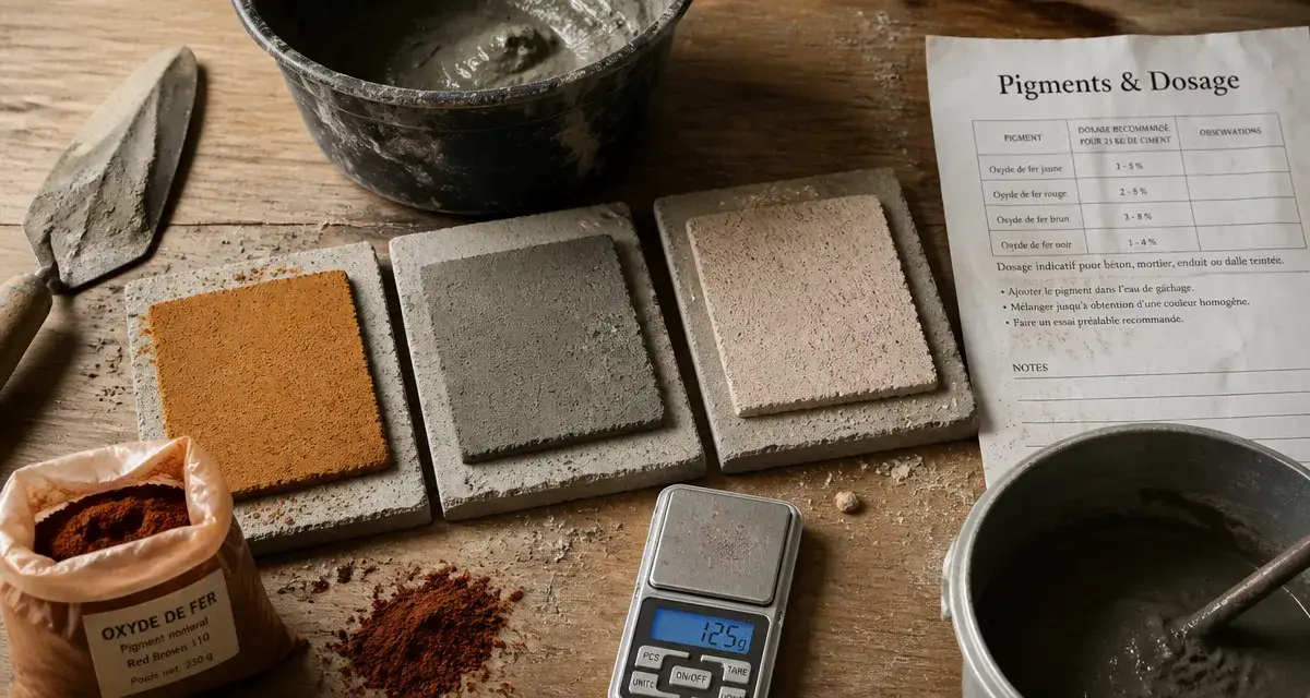 Teinte du beton : pigments et dosages pour dalle durable