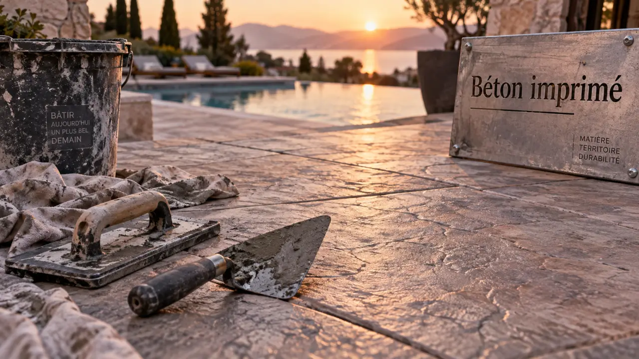 Béton décoratif : dalle béton imprimé, texture minérale