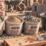 Béton et ciment : ciment, mortier et béton sur chantier