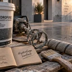 Beton hydrofuge : application surface sur terrasse en béton gris mat
