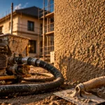 Enduit tyrolien sur façade avec relief projeté NF DTU 26-1