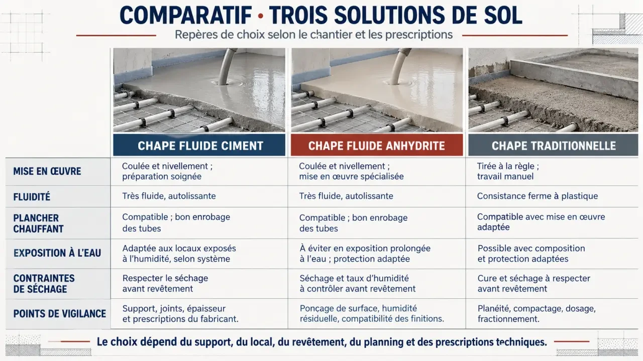 Chape liquide : comparaison entre chape ciment, chape anhydrite et chape traditionnelle