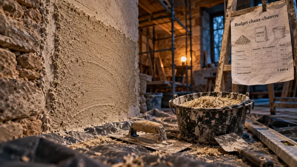 Prix m2 enduit chaux chanvre 80 à 150 € posé, chantier intérieur